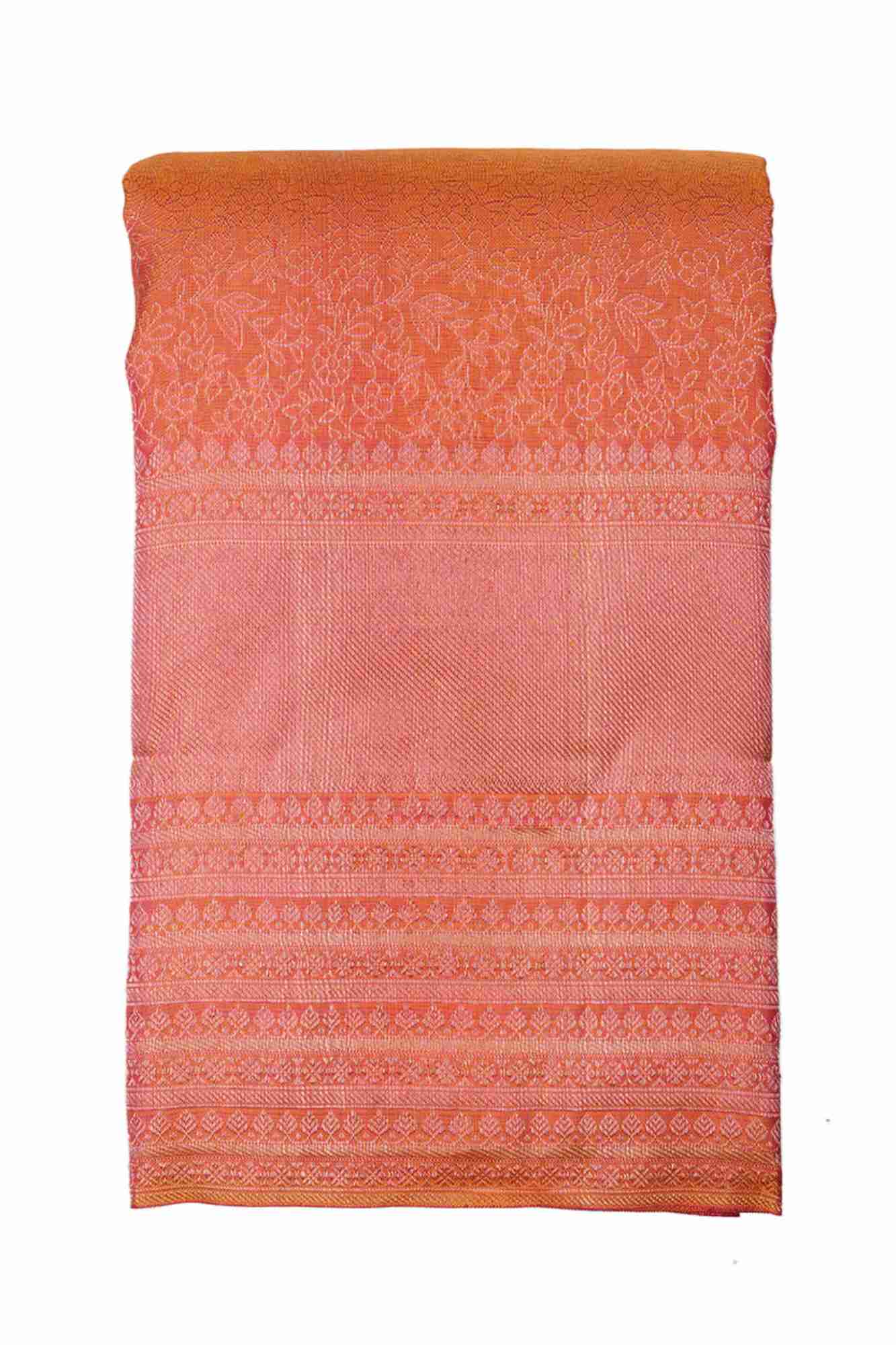 Carrot Peach Kanchipuram Saree