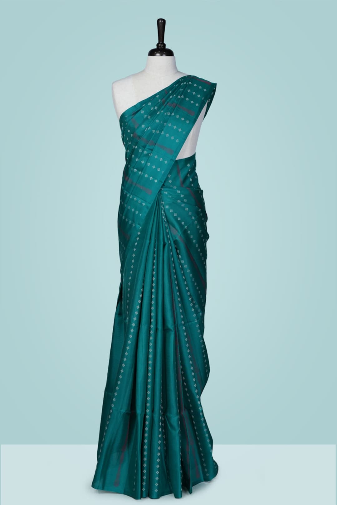 Ocean Blue with Contrast Bronze Color Soft Silk Kanchipuram Saree