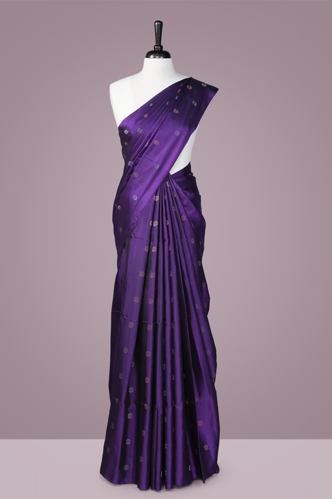 Purple and Golden Lemon Soft Silk Kanchipuram Saree