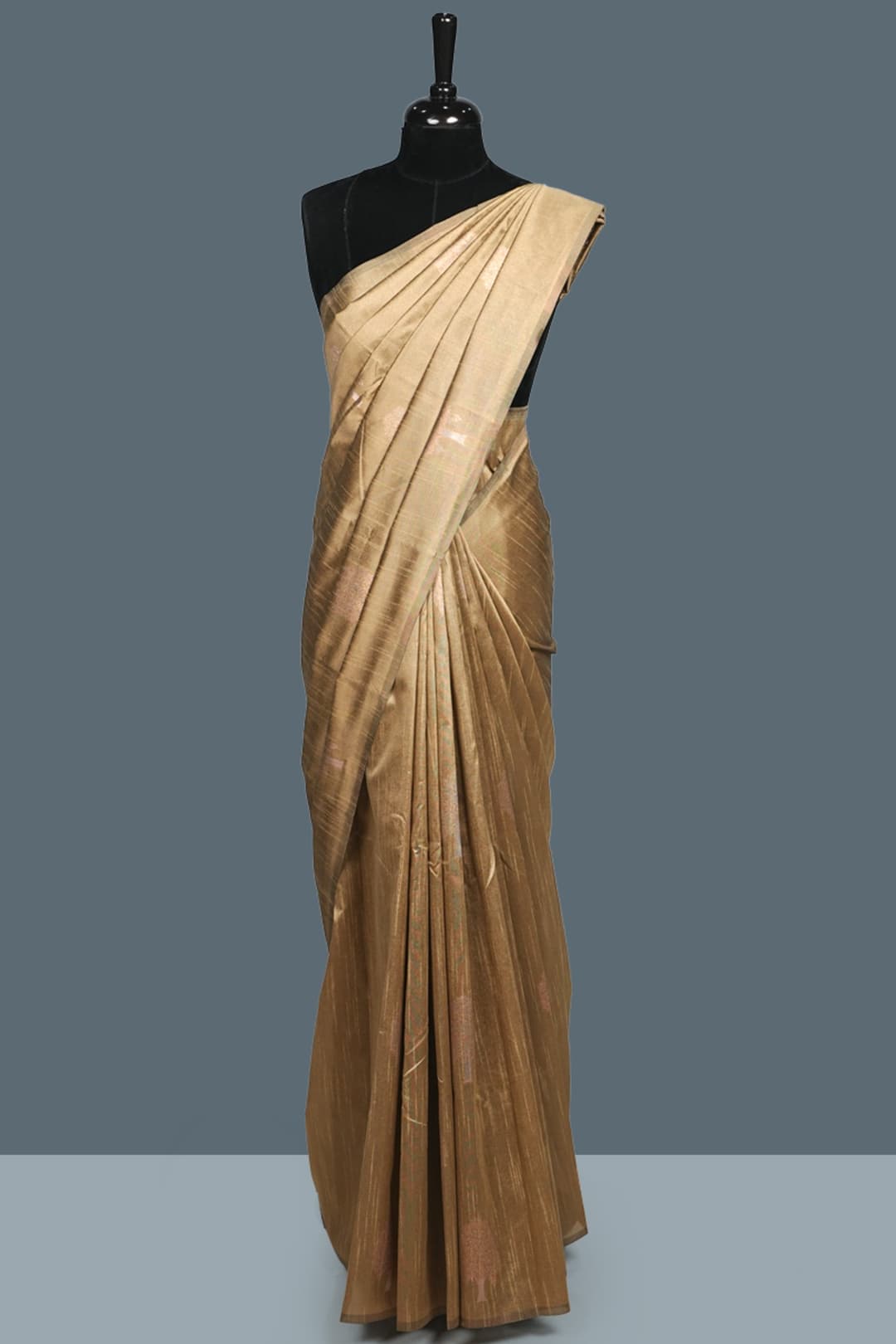 Beige Semi Tussar Saree with Butta