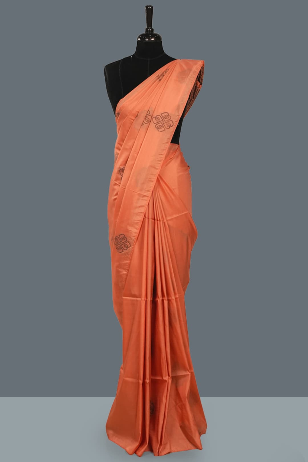 Salmon Orange Art Silk Saree