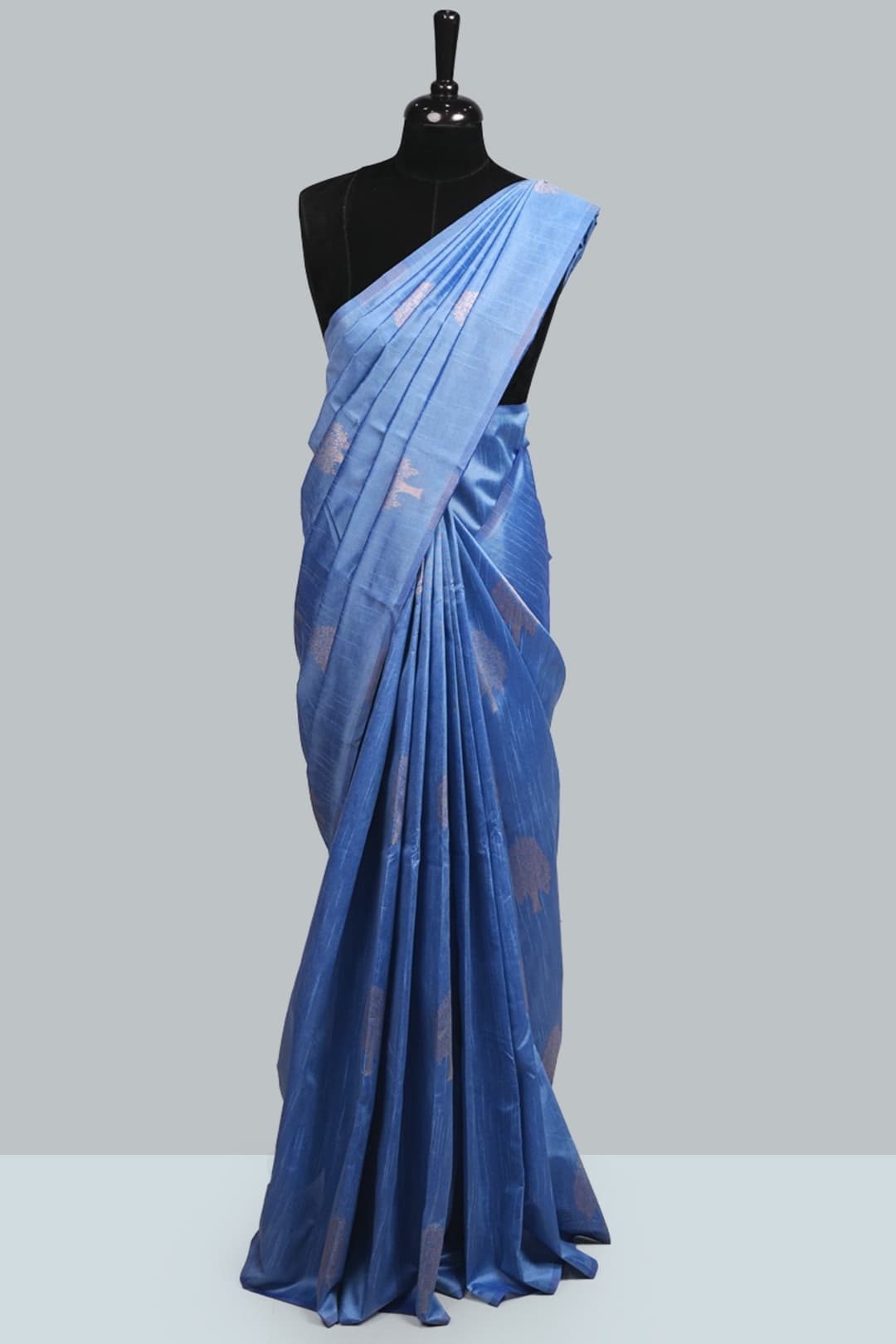 Powder Blue Semi Tussar Saree