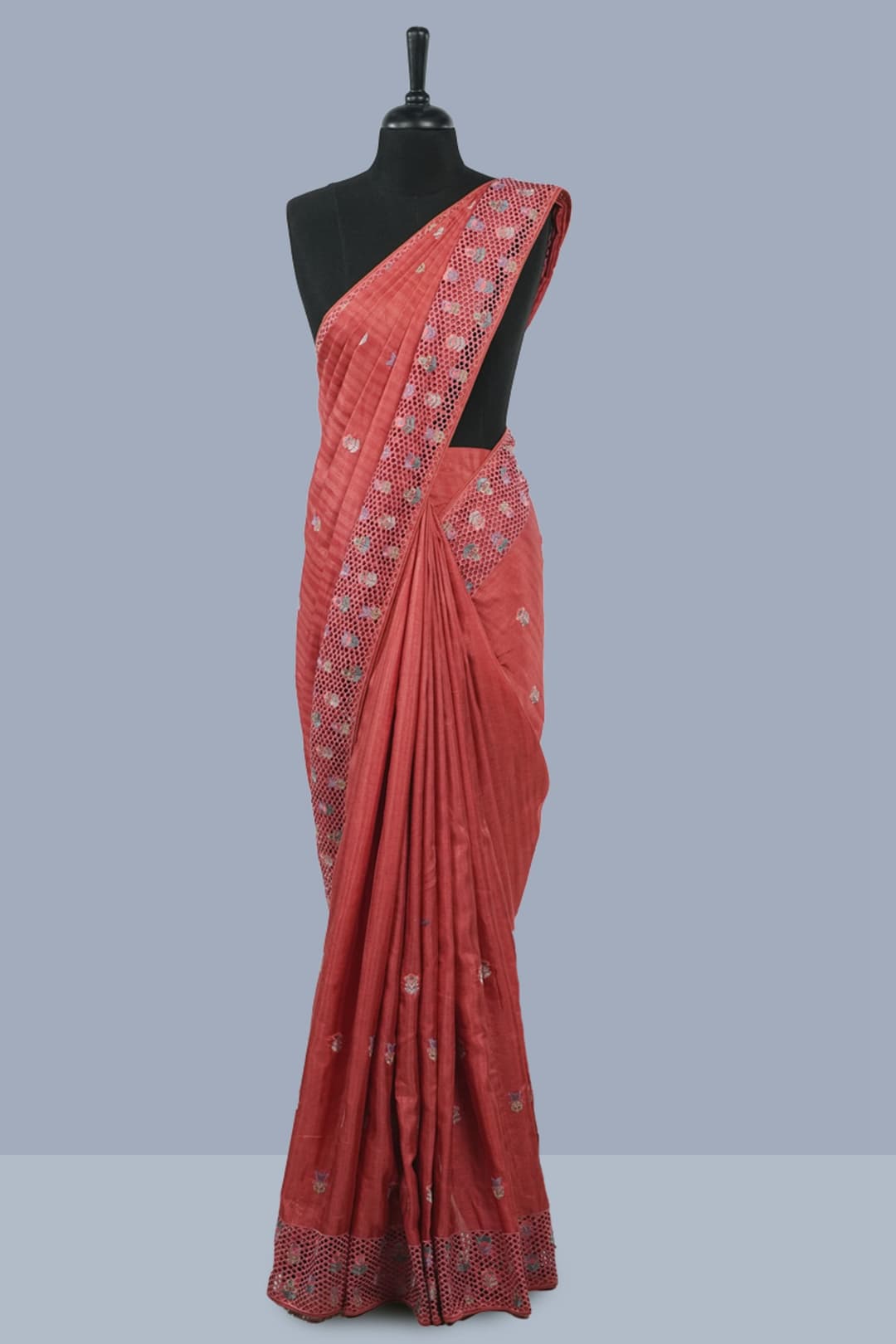 Momo Peach Dupion Silk Saree