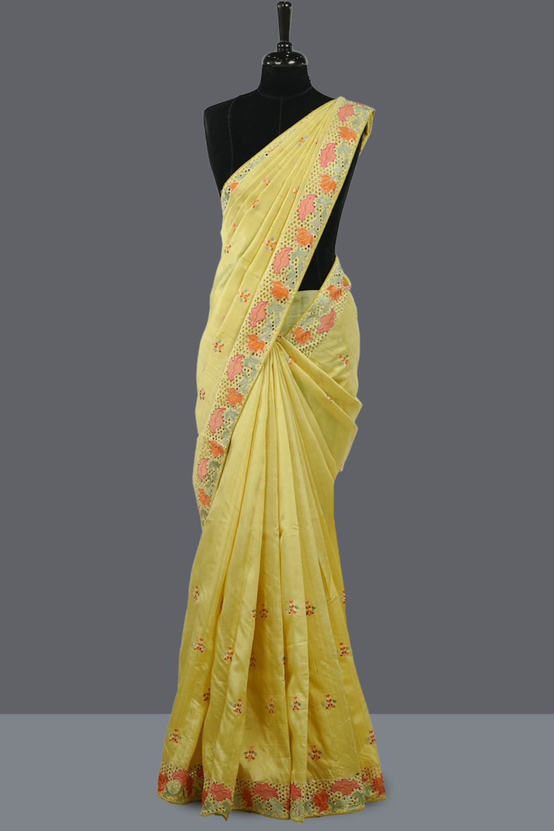 Pastel Yellow Dupion Silk Saree