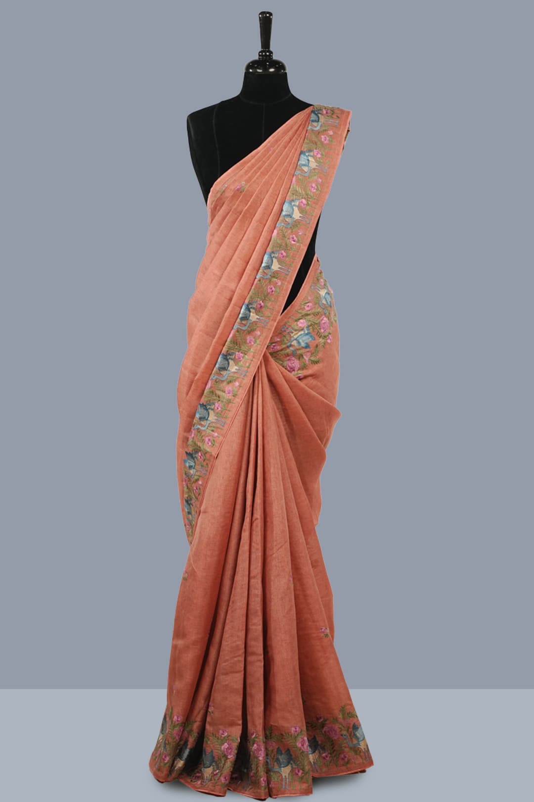 Amber Brown Dupion Silk Saree