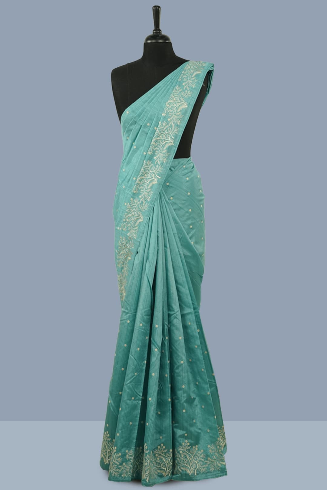 Sapphire Blue Dupion Silk Saree