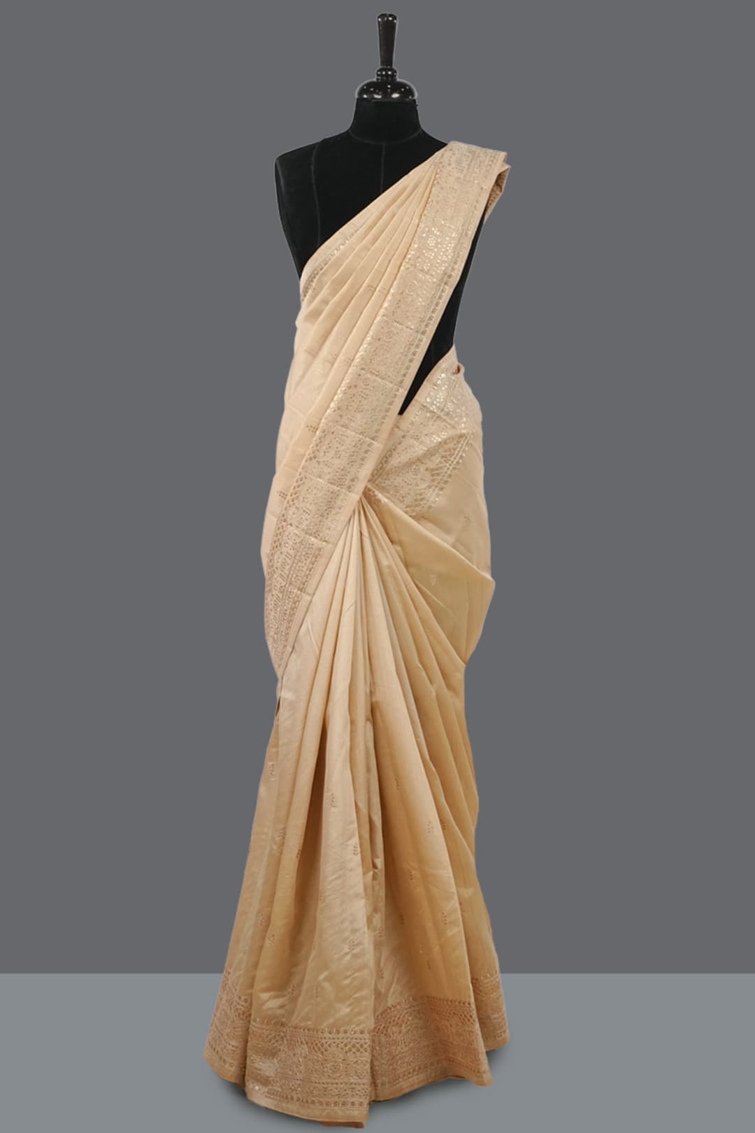  Ivory Dupion Silk Saree