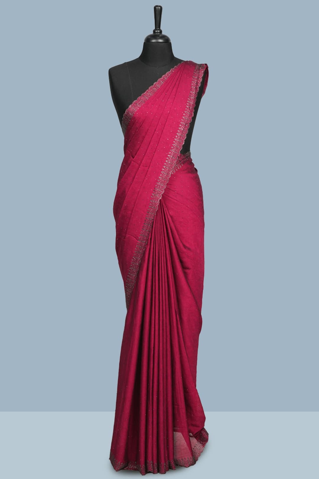 Magenta Rose Shimmer Chiffon Saree