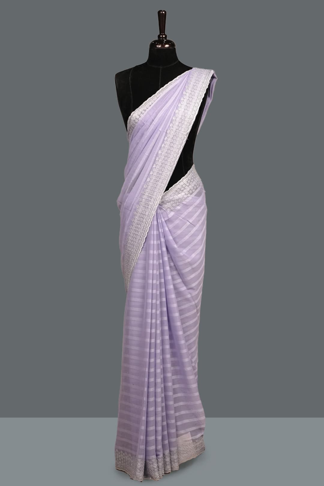Pastel Lavender Shimmer Chiffon Saree with Designer Blouse