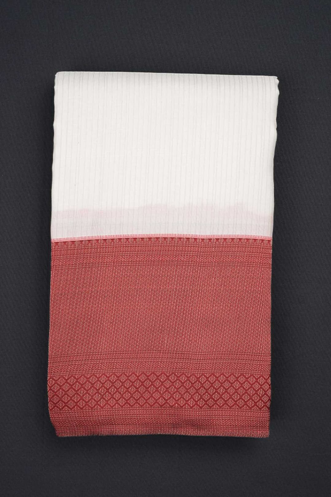 Off-White and Maroon Designer Kanchipuram Saree