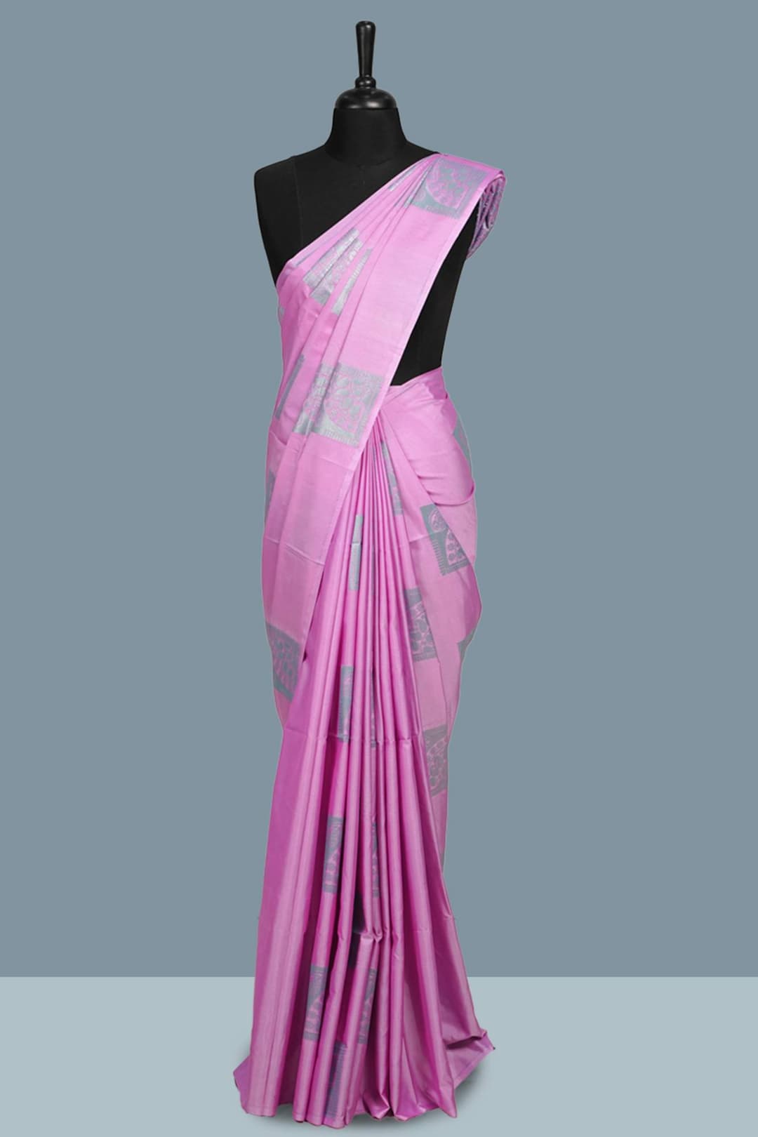 Vivid Pink Semi Silk Saree