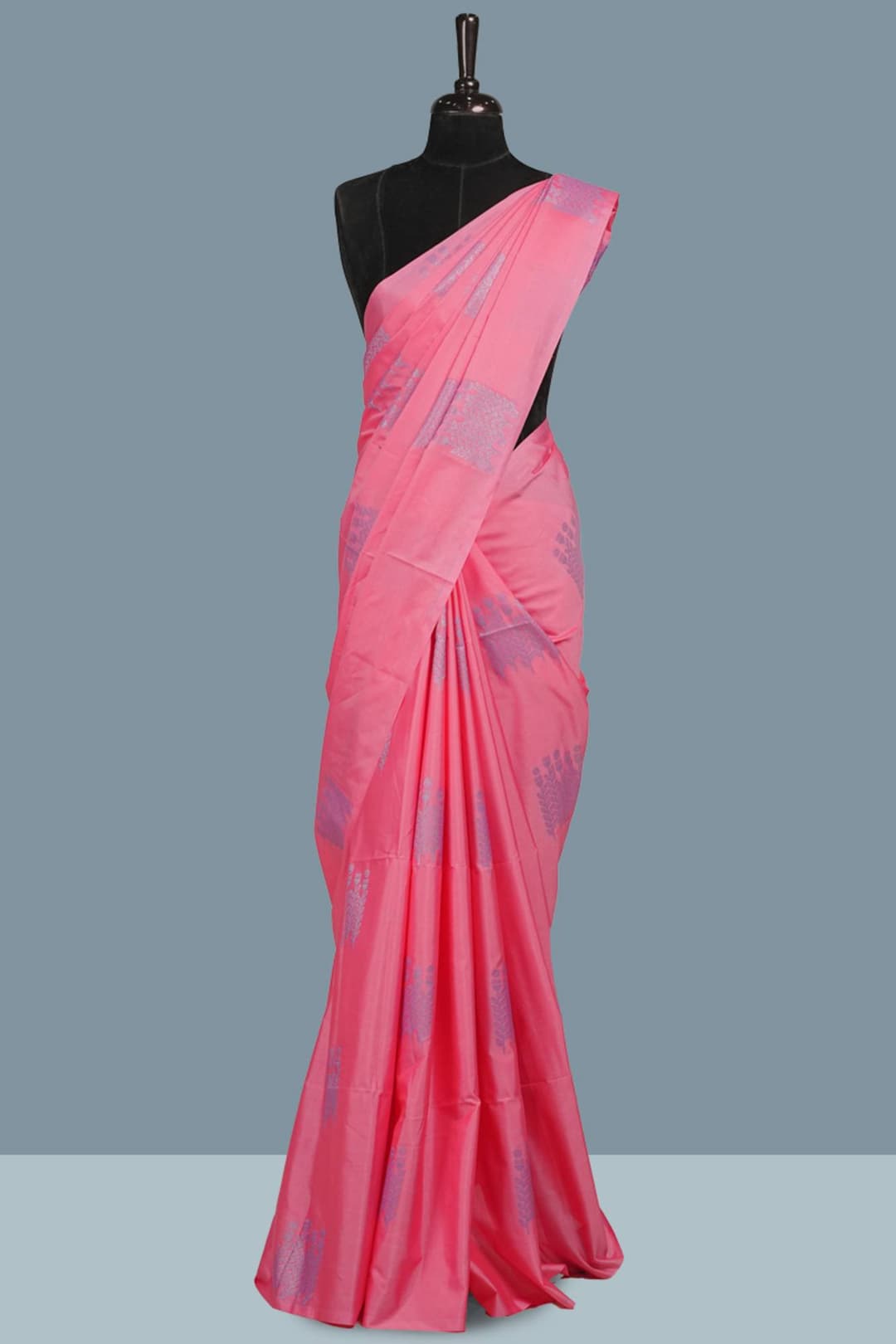 Brink Pink Semi Silk Saree