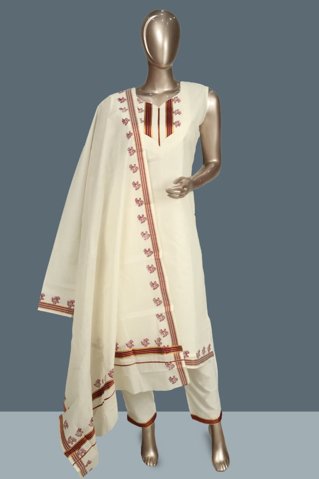 Cream Kerala Set Readymade Salwar Suit