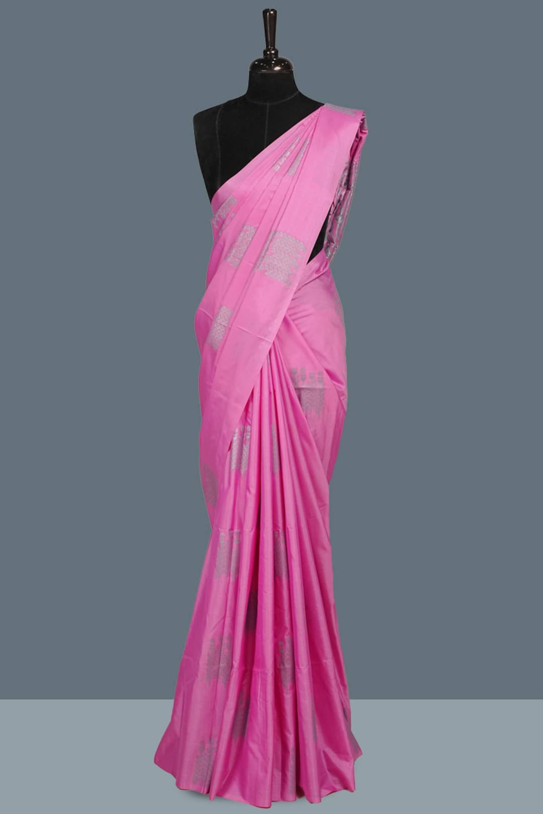 Rose Pink Semi Silk Saree