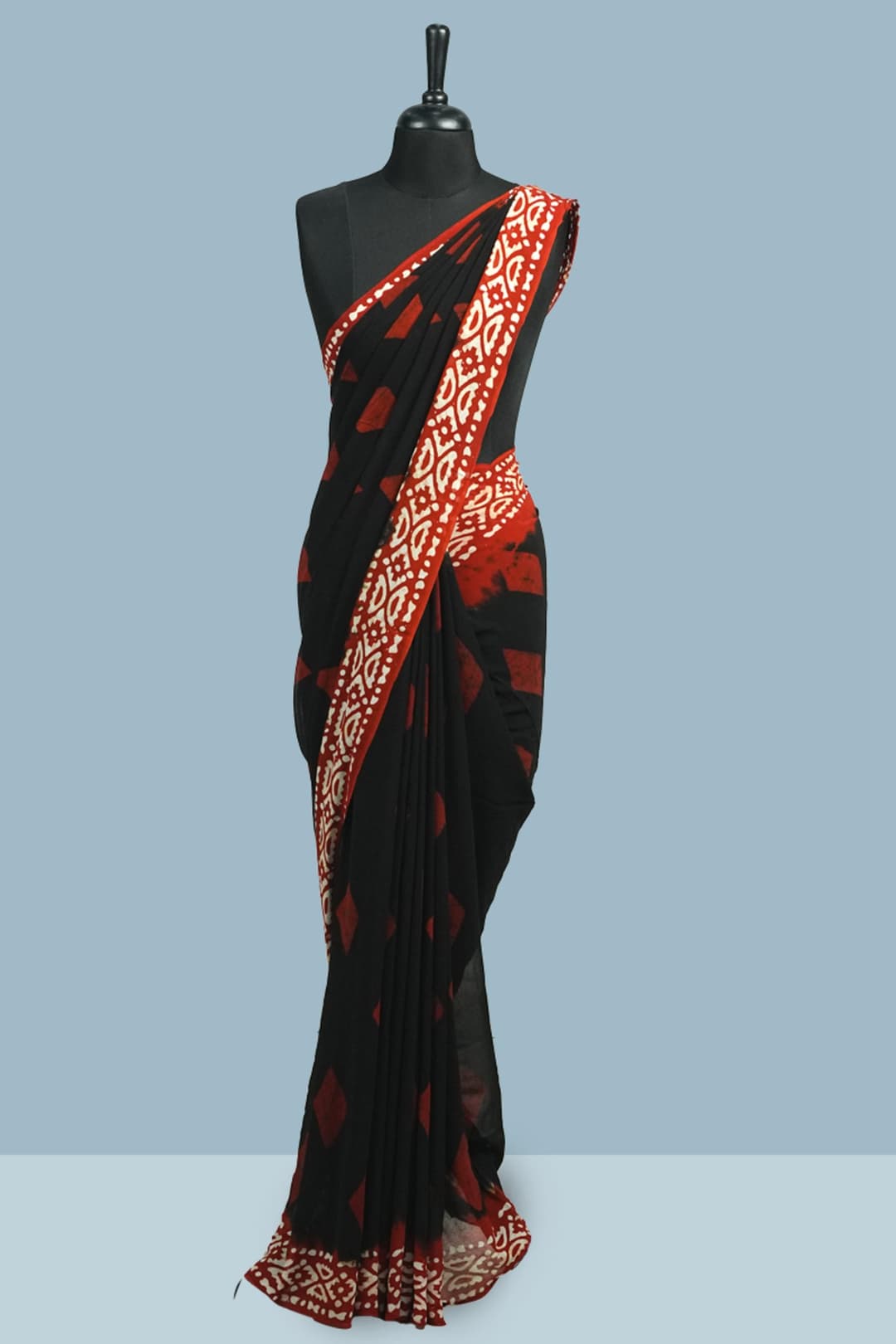Black and Red Georgette Saree