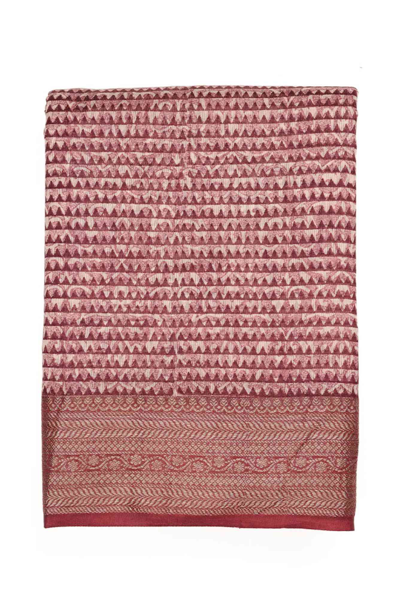 Burgundy Red Chanderi Silk Saree