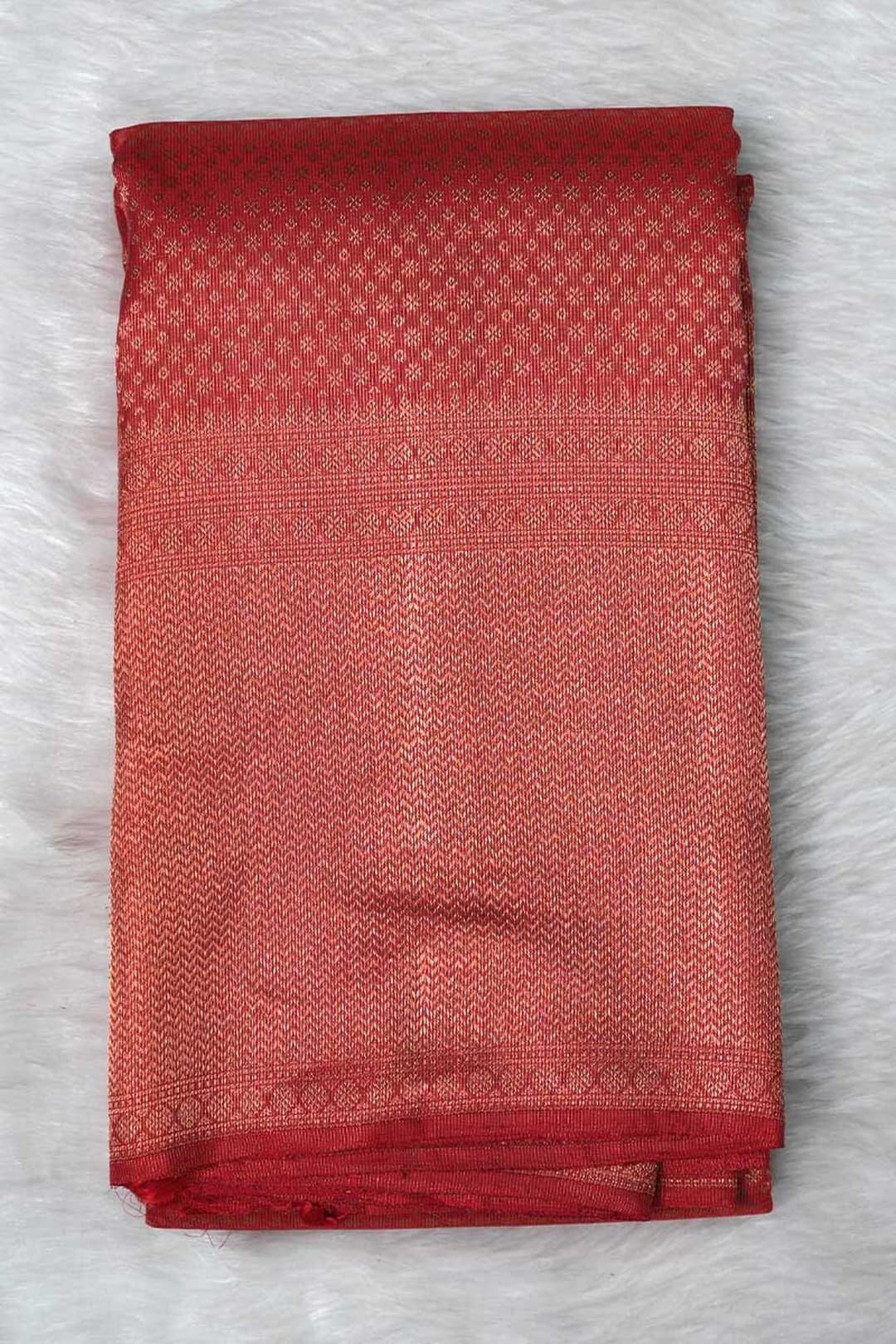 Ruby Red Kanchipuram Silk Brocade Saree