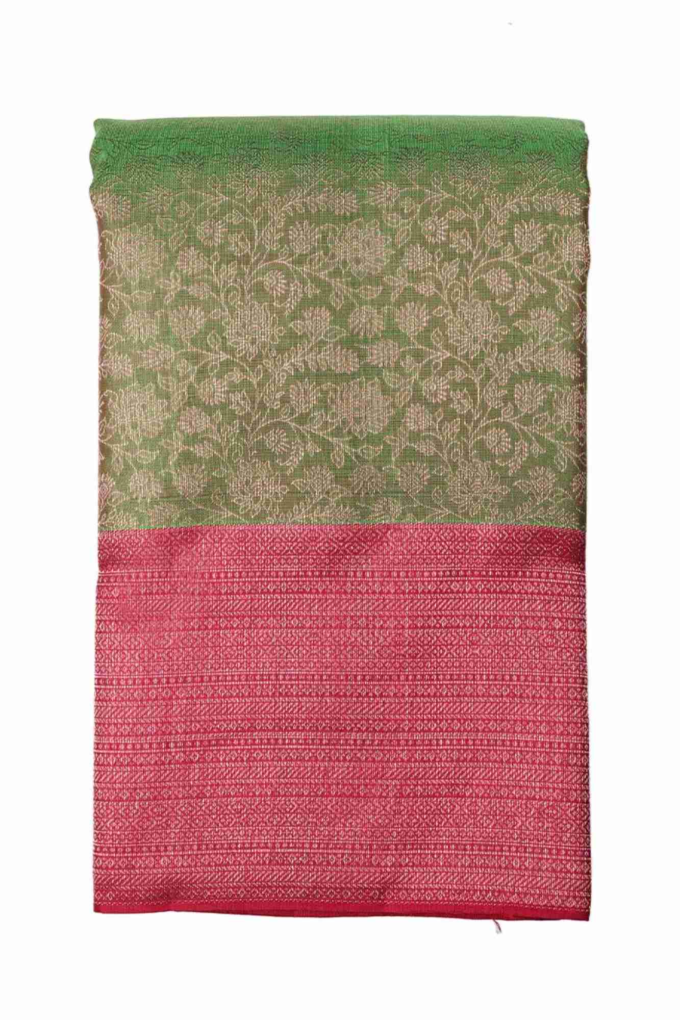 Sage Green and Burgundy Red Kanchipuram Saree