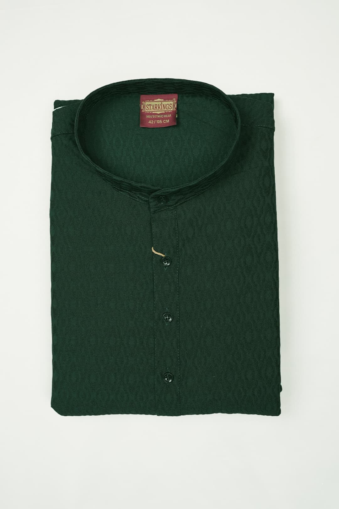 Dark Green Self-Design Cotton Kurtha