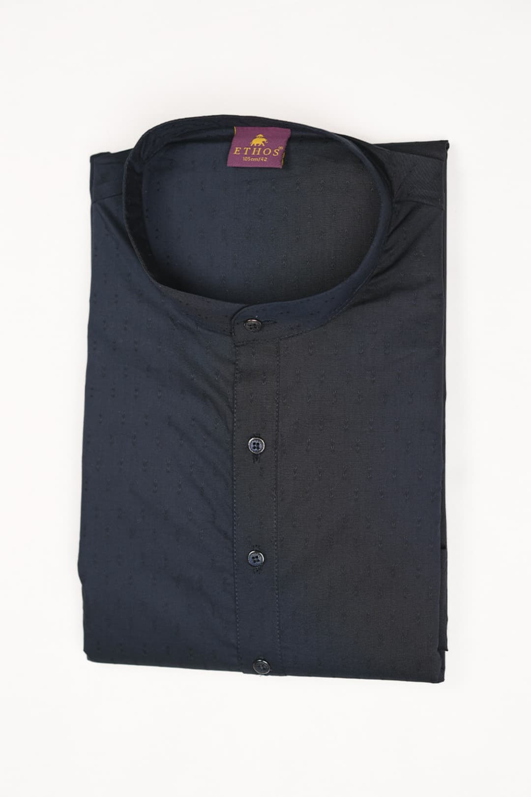 Midnight Blue Cotton Kurtha with Self Design