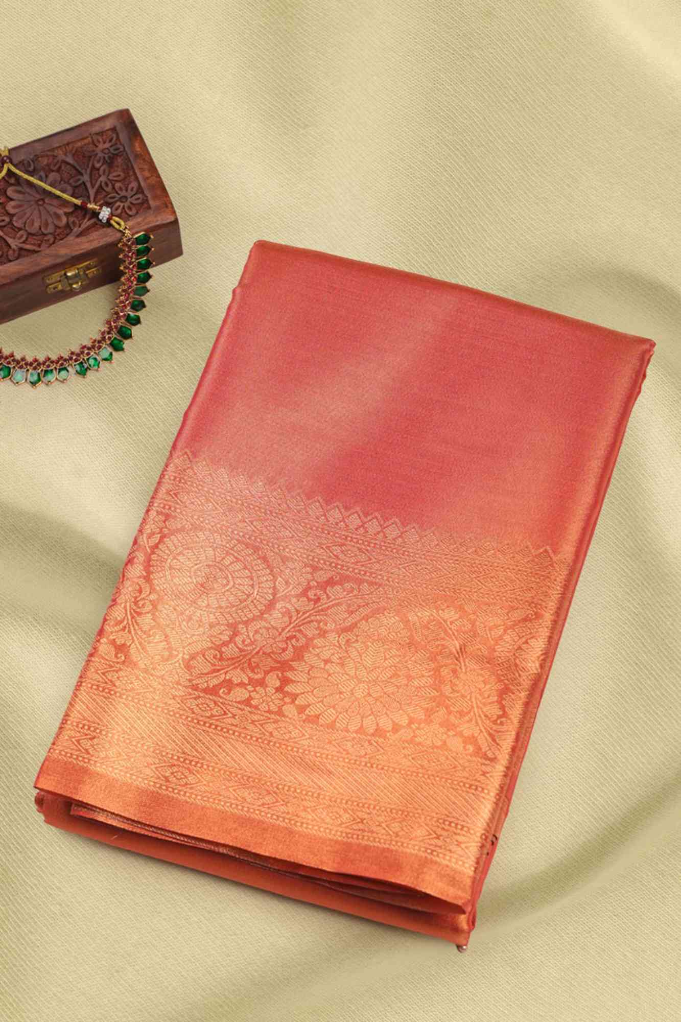 Chestnut Maroon Tissue Kanchipuram Saree with Designer Border