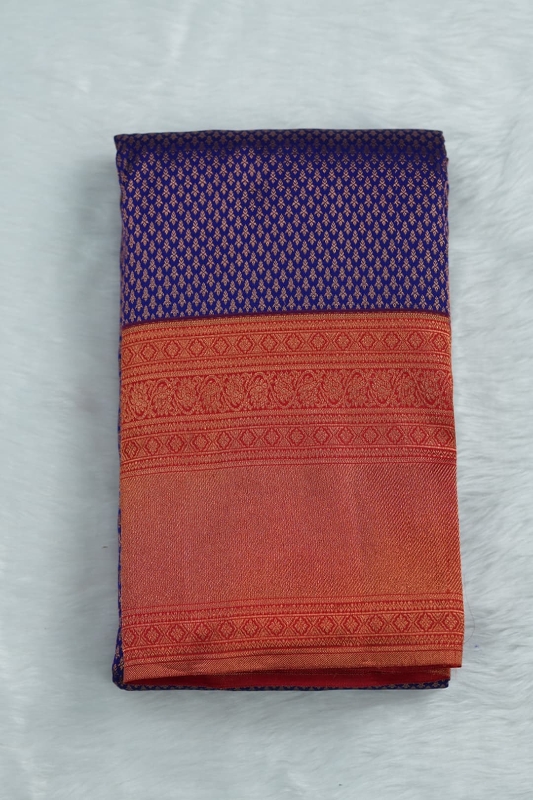 Deep Violet and Red Kanchipuram Brocade Saree