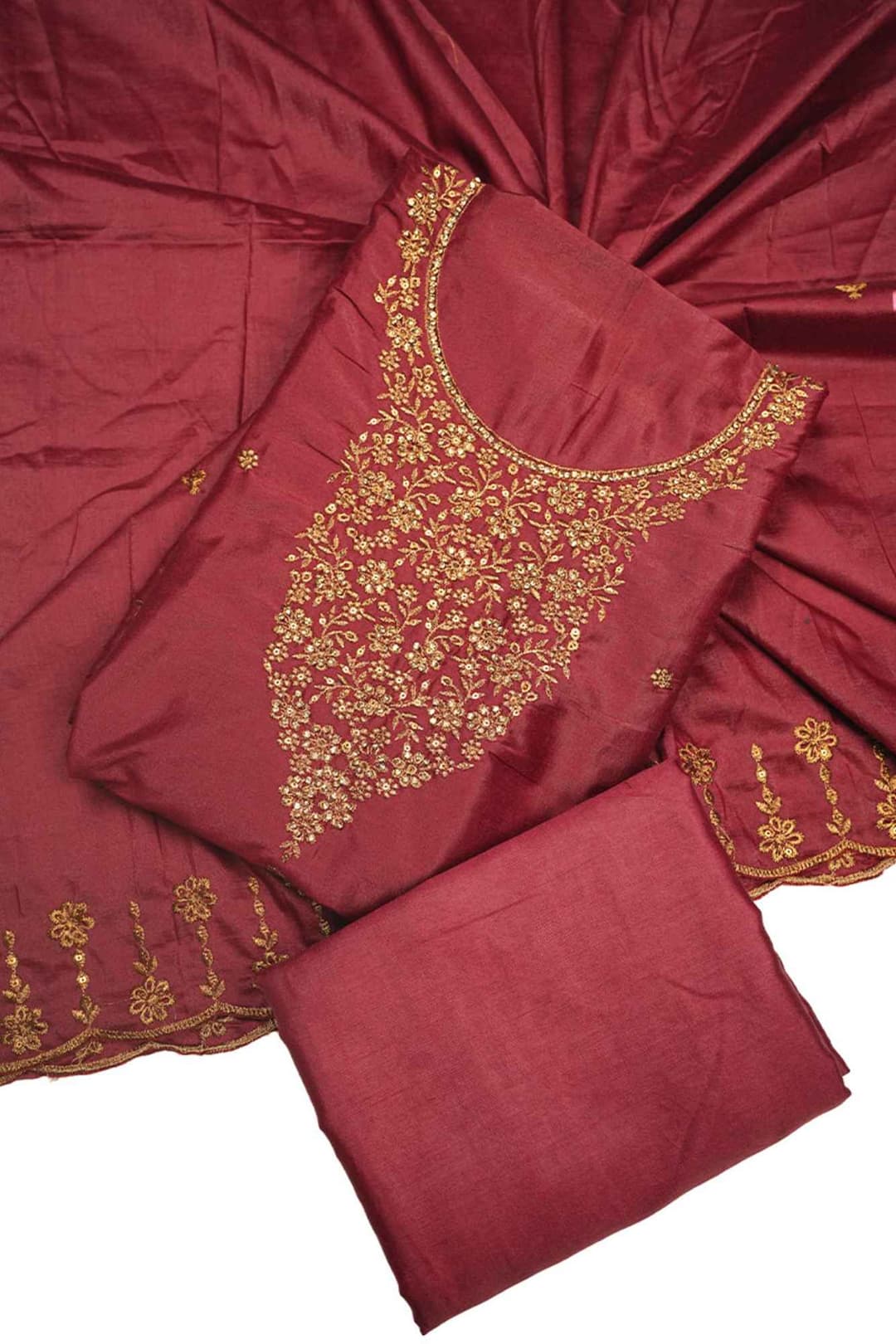 Classic Maroon Shimmer Tissue Unstitched Salwar Suit