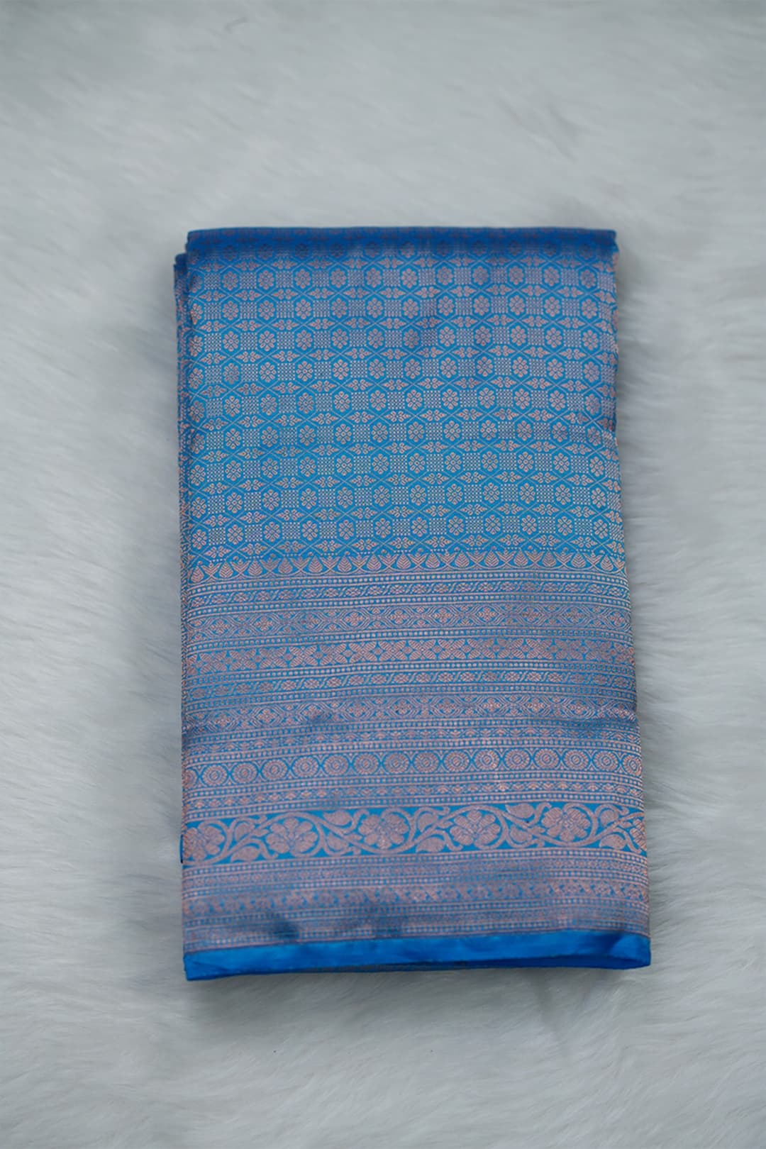 Olympic Blue Kanchipuram Brocade Saree