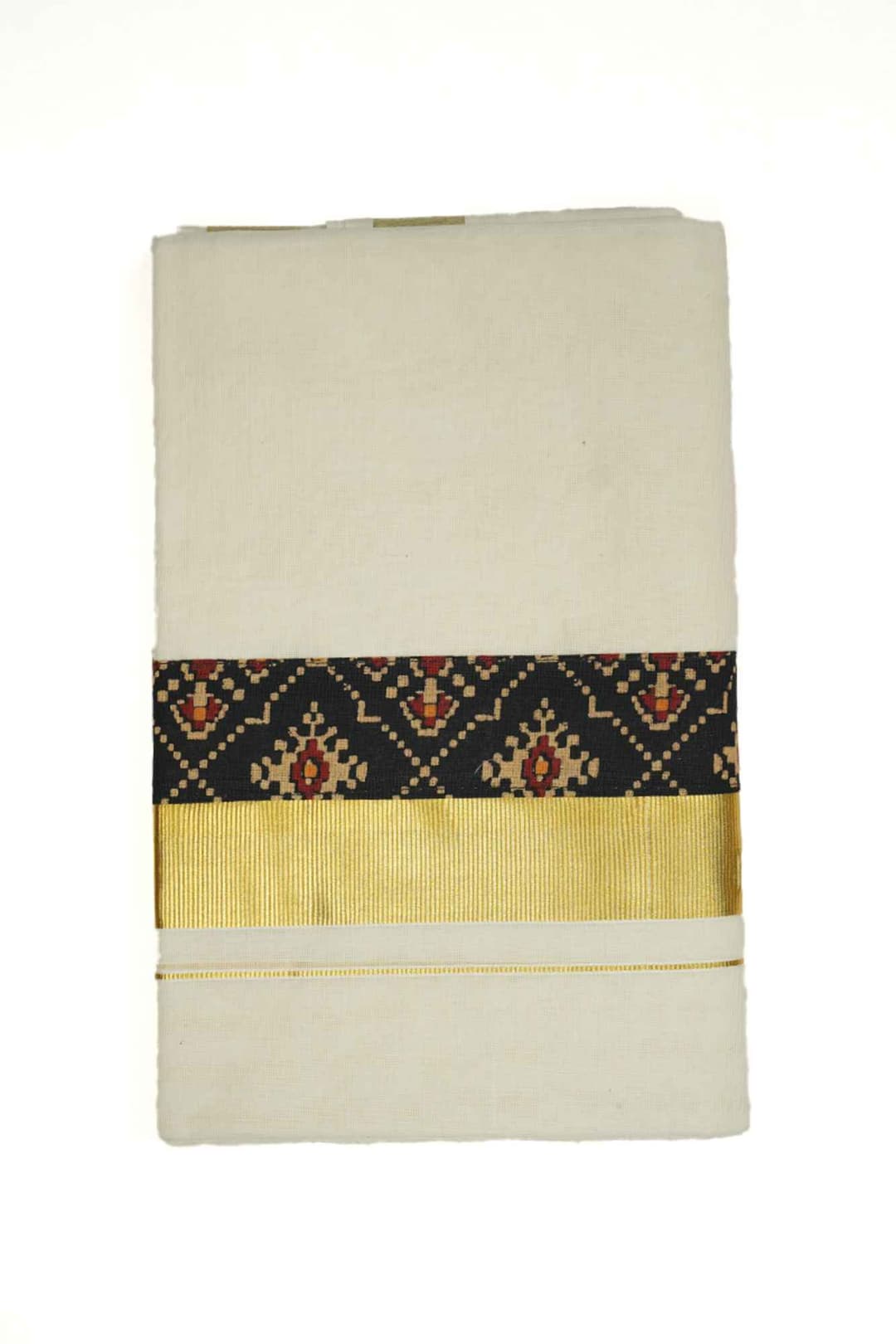 Cotton Dhoti with Printed Kara 