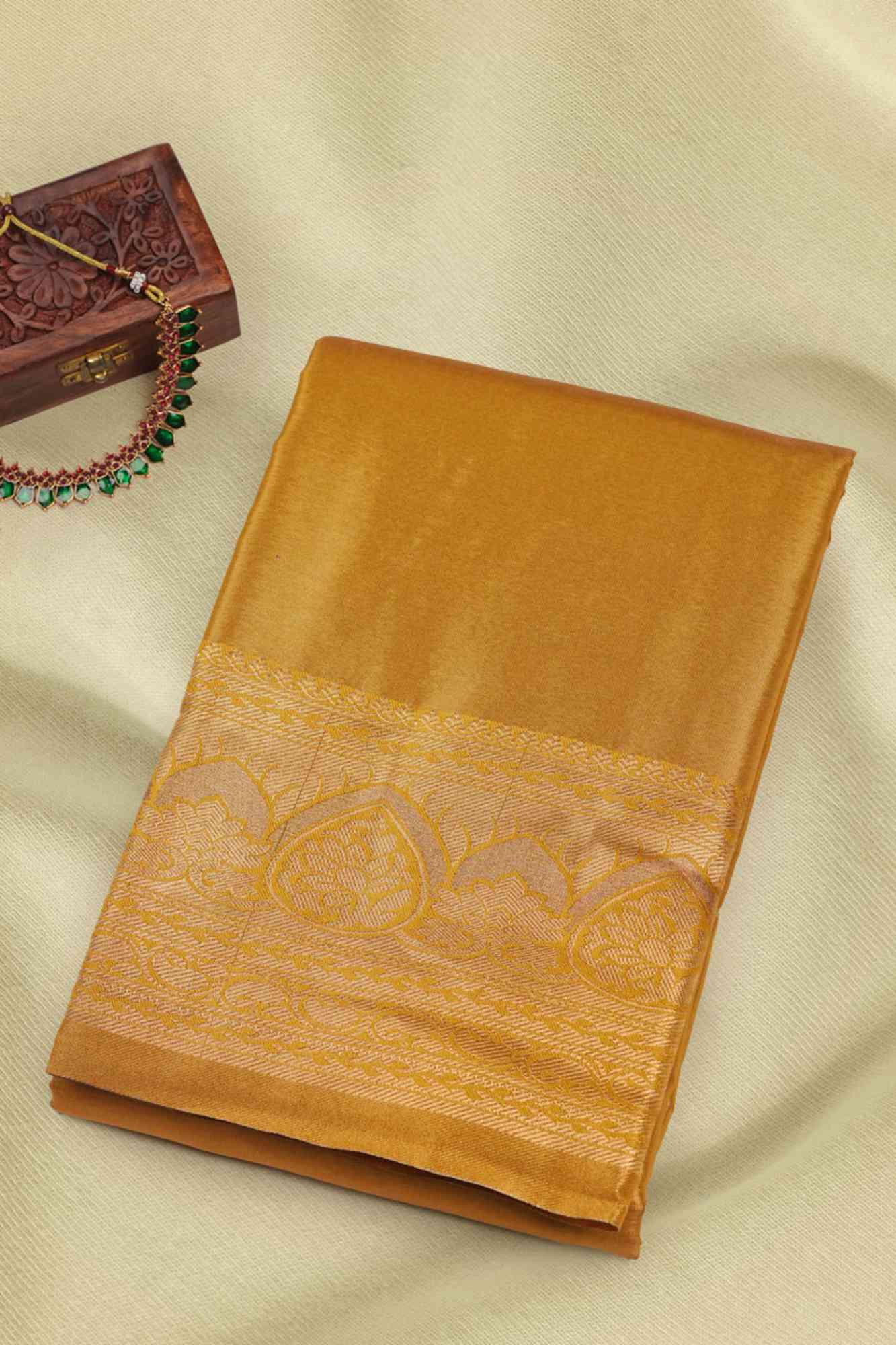 Golden Tissue Kanchipuram Saree with Designer Border