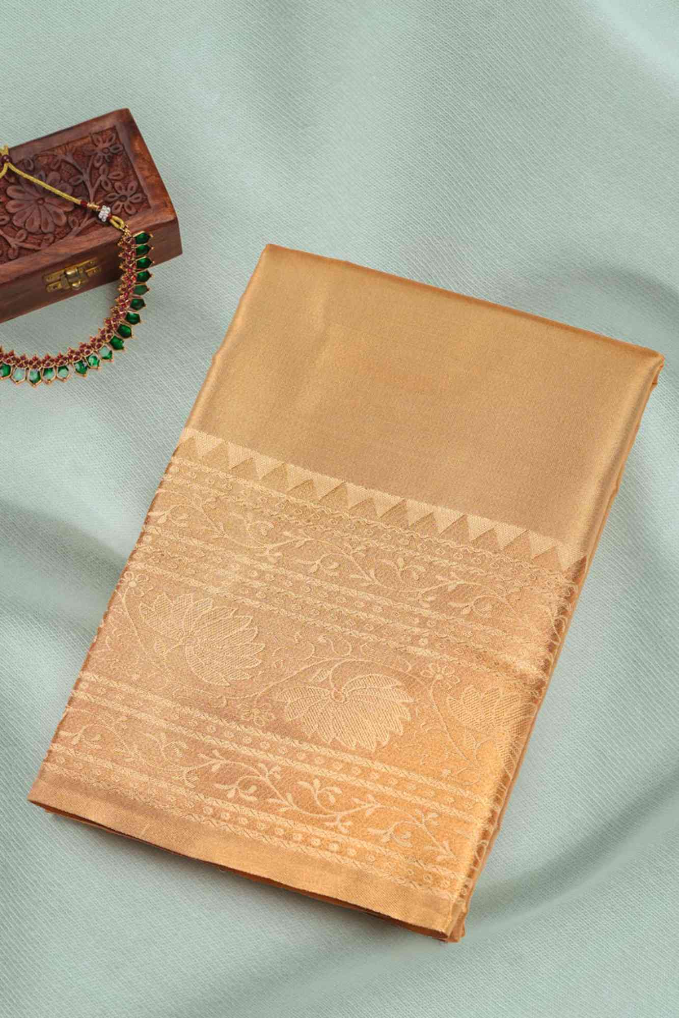 Metallic Gold Tissue Kanchipuram Saree with Designer Border