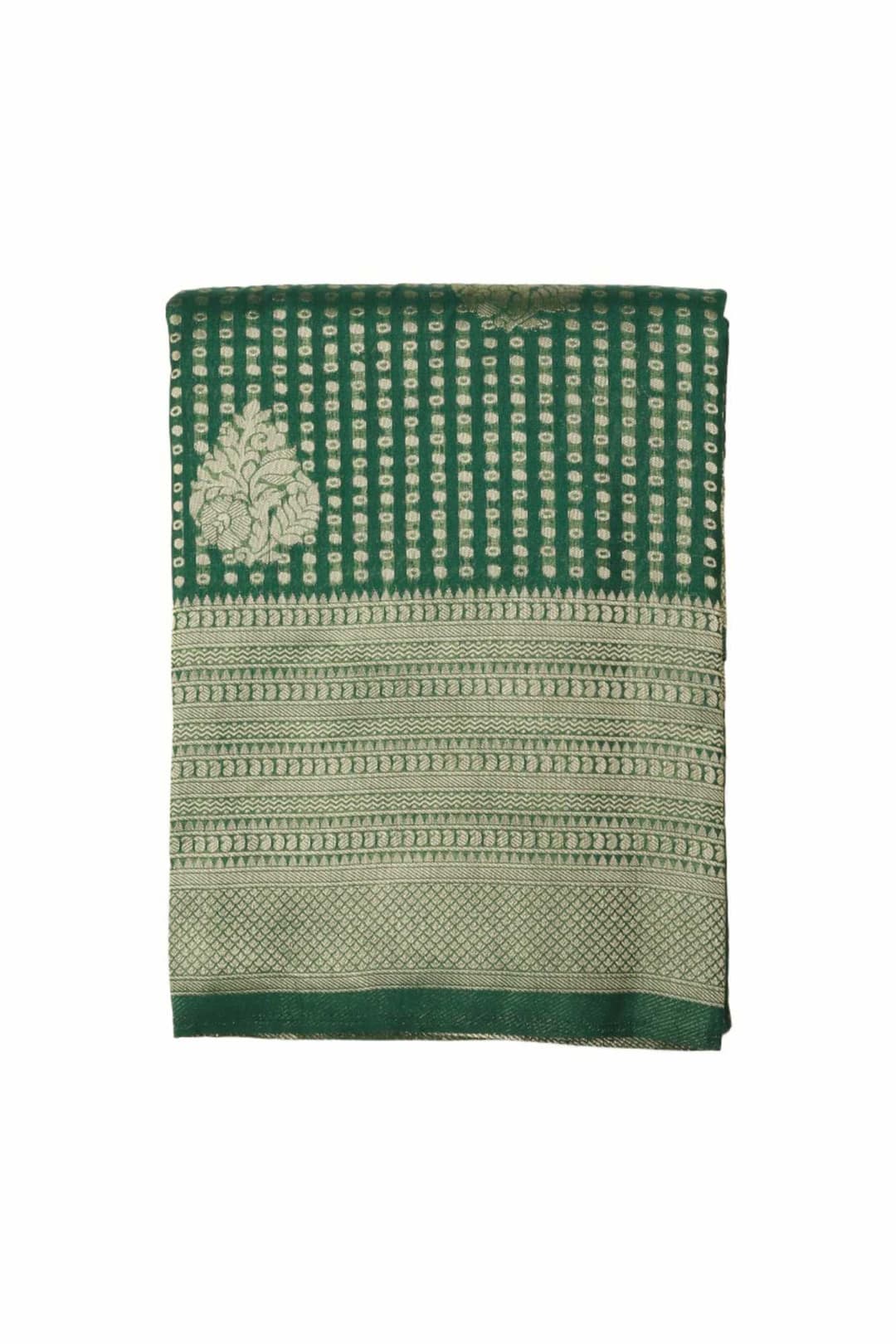 Forest Green Designer Semi Banarasi Saree