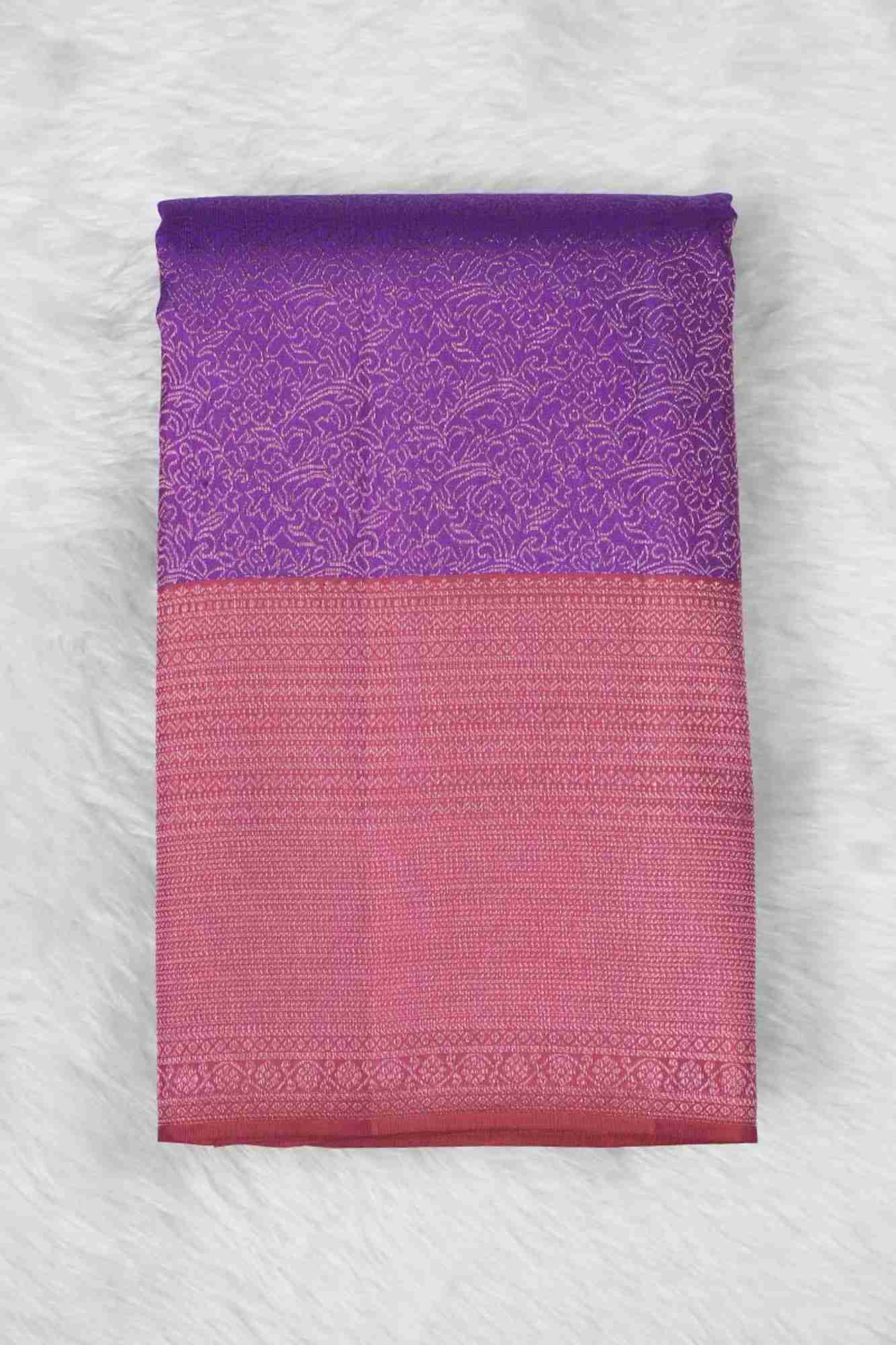 Grape and Dark Rouge Pink Contrast Kanchipuram Silk Saree