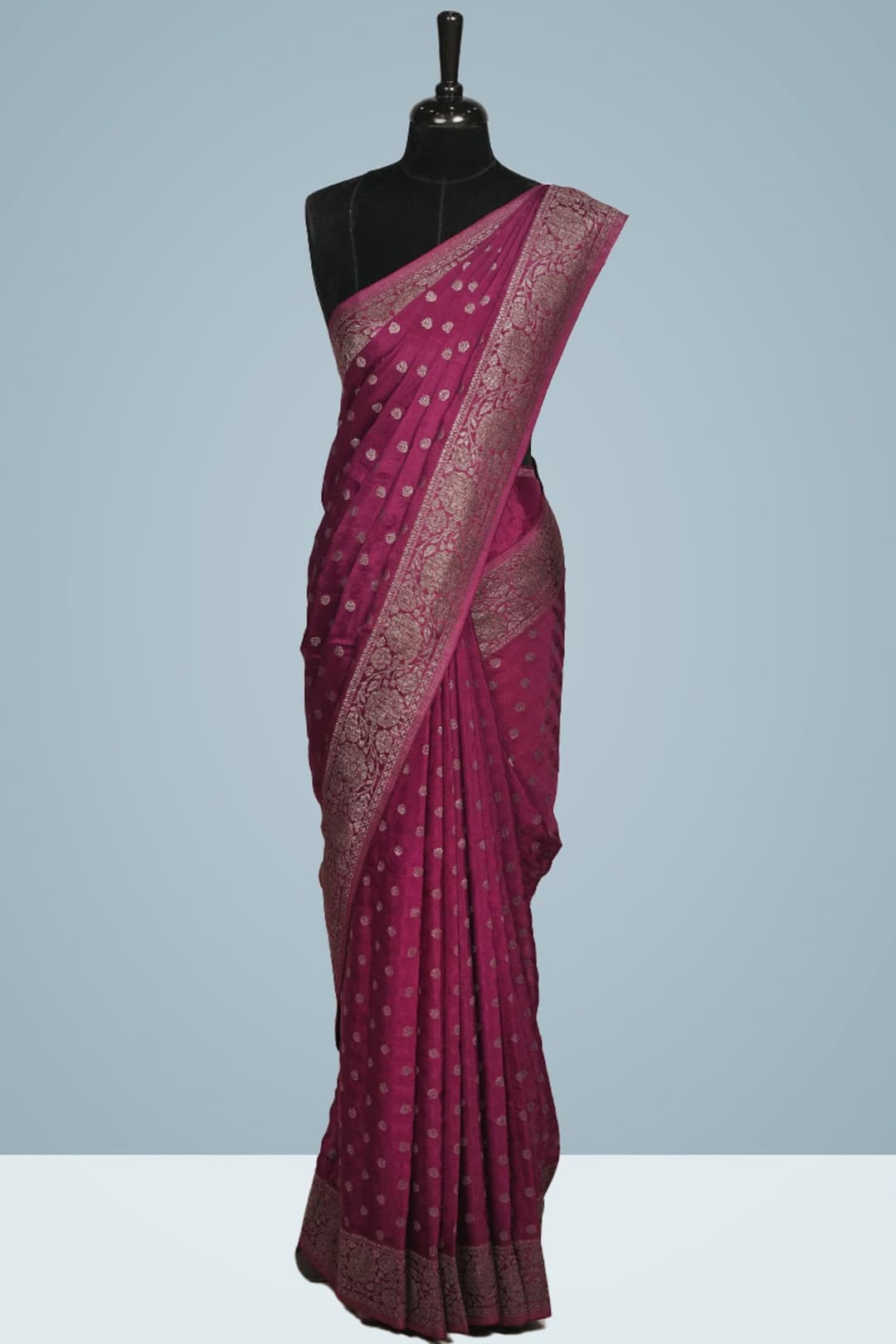 Grape Wine Banarasi Saree with Borders