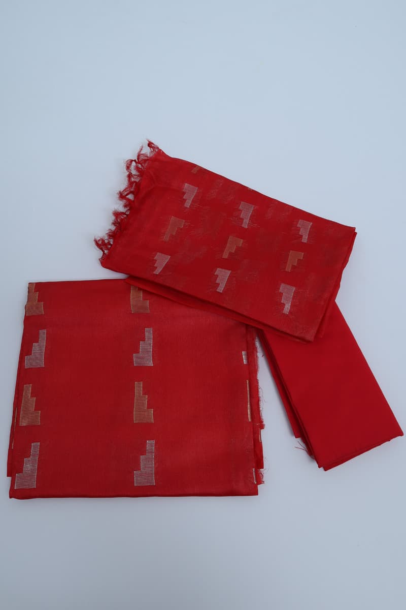 Red Color Tussar Silk Salwar Suit