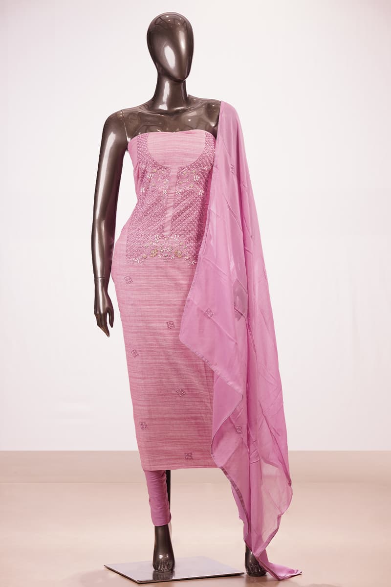 Pink Cotton Salwar Suit with Handwork