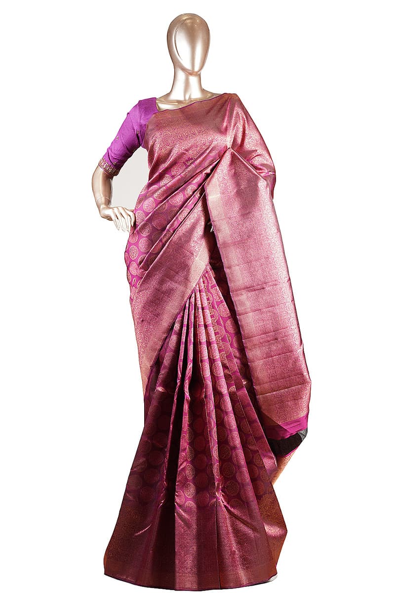  Wine Purple Bridal Kanchipuram Silk Saree