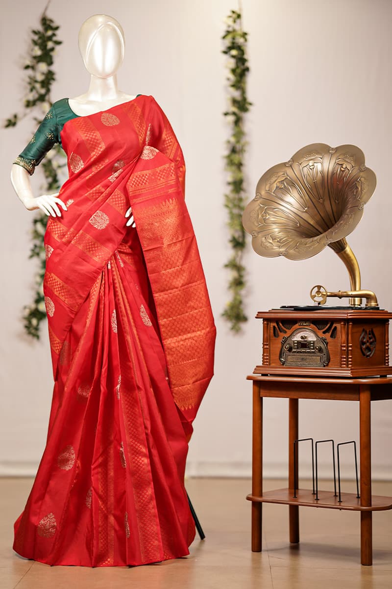Red Bridal Kanchipuram Silk Saree