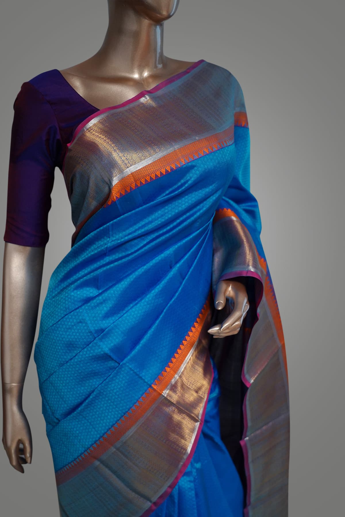 Blue Color Traditional Kanchipuram Silk Saree