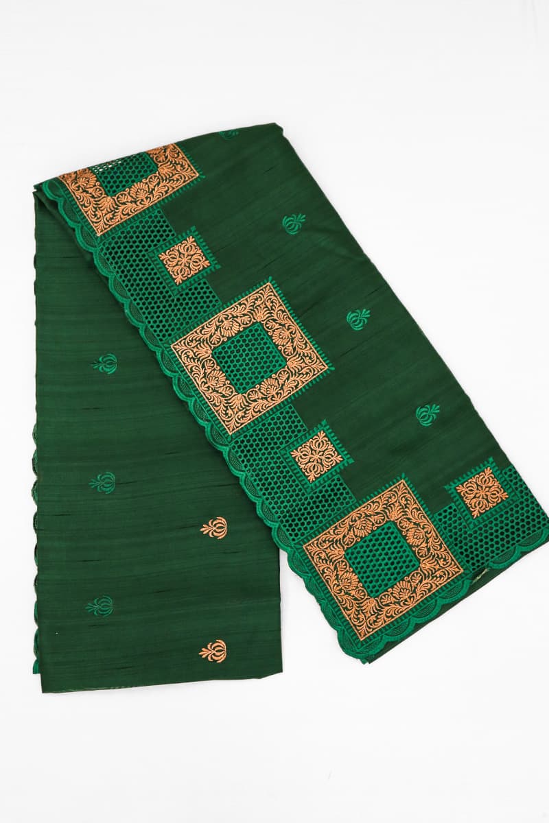 Green Tussar Silk Saree With Cutwork And Embroidery