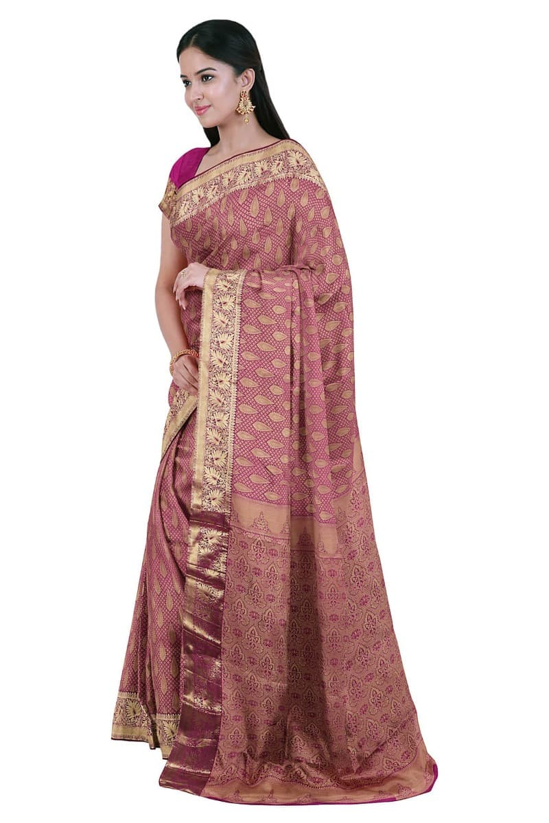 Magenta Pink Brocade Kanchipuram Bridal Saree